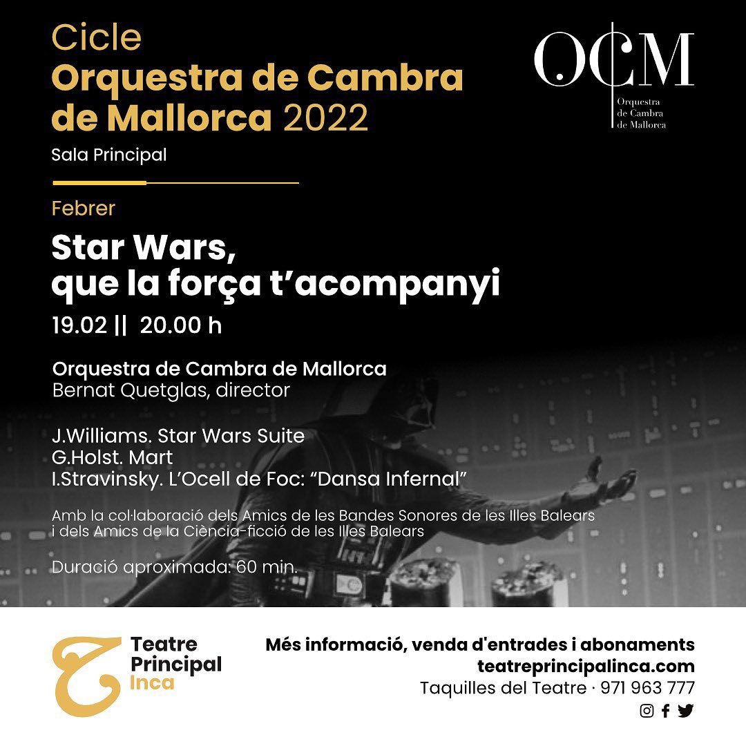 CONCIERTO «Star Wars, que la força t’acompanyi» 19/02/2022 – 20:00 hrs